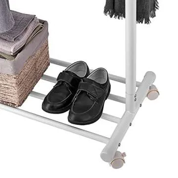 Stylish SINGAYE 2-in-1 Clothes Rack with Wheels and Shelves