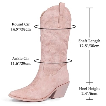 Stylish Cowgirl Boots Embroidered Stitching Chunky Heel