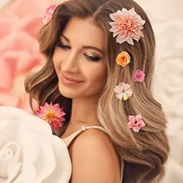 36 Pack Flower Hair Clips Rose Hair Accessories for Women Boho Bride Flower Claw Clip Side Hair Clip Hairpin Brooch Pin Headpiece for Girls Wedding