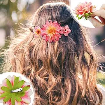 36 Pack Flower Hair Clips Rose Hair Accessories for Women Boho Bride Flower Claw Clip Side Hair Clip Hairpin Brooch Pin Headpiece for Girls Wedding