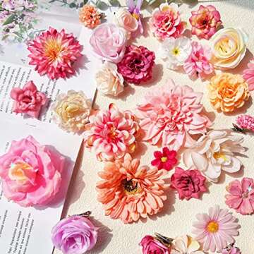36 Pack Flower Hair Clips Rose Hair Accessories for Women Boho Bride Flower Claw Clip Side Hair Clip Hairpin Brooch Pin Headpiece for Girls Wedding