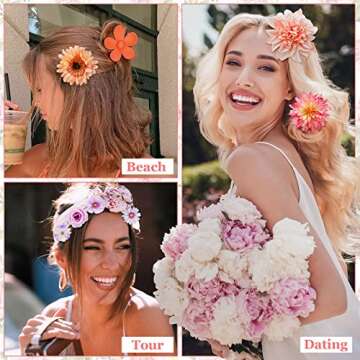 36 Pack Flower Hair Clips Rose Hair Accessories for Women Boho Bride Flower Claw Clip Side Hair Clip Hairpin Brooch Pin Headpiece for Girls Wedding