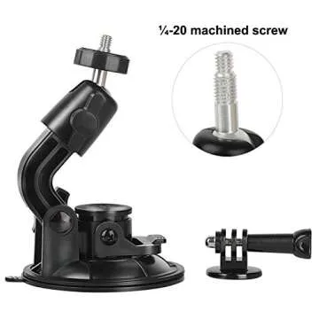 Suction Cup Car Mount Stand Tripod Adapter with Safety Tether Outdoor Indoor for Gopro Hero Session 9 8 7 6 5 4 3+ 3 2 1,DJI OSMO Action, Action Compact Camera