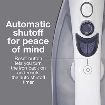 Proctor Silex Steam Iron for Clothes & Vertical Handheld Garment Steamer with Nonstick Soleplate, 1200 Watts, Adjustable Spray and Blast Settings, Auto Shutoff, White and Grey (17150PS)