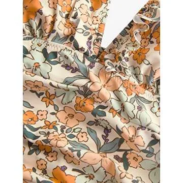 CUPSHE One Piece Swimsuit for Women Deep V Neck Ruffle Tummy Control Back Tie Floral Print Bathing Suits