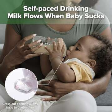 haakaa Gen.3 Natural Glass Baby Bottle Wide Neck Anti-Colic Variable Flow Nipple - Easy to Clean & L...