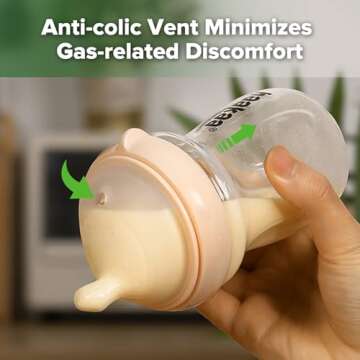 haakaa Gen.3 Natural Glass Baby Bottle Wide Neck Anti-Colic Variable Flow Nipple - Easy to Clean & Latch for 6M+ Breastfed Babies, Newborn Registry Essentials,BPA-Free, 6.3 oz/180 ml, Peach