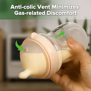 haakaa Gen.3 Natural Glass Baby Bottle Wide Neck Anti-Colic Variable Flow Nipple - Easy to Clean & Latch for 6M+ Breastfed Babies, Newborn Registry Essentials,BPA-Free, 6.3 oz/180 ml, Peach