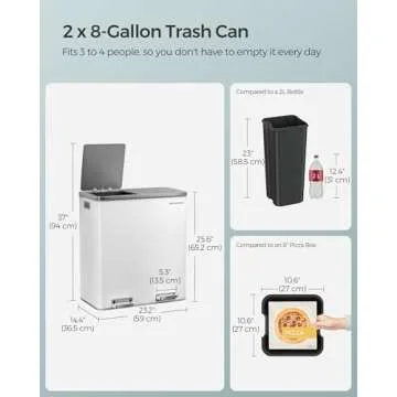 SONGMICS 2x8 Gallon Dual Trash Can for Kitchen