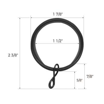 TWOPAGES 12 Pack Black Curtain Rings with Eyelets for Beautiful Draping