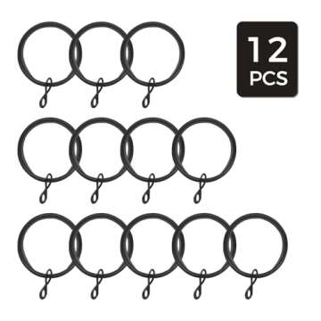 Stylish 12 Pack Black Curtain Rings for Elegant Curtains
