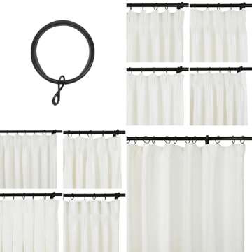 Stylish 12 Pack Black Curtain Rings for Elegant Curtains