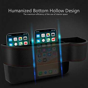 Exquisite Car Front Seat Organizer - Seat Side Storage Box Gap Filler for Ms. Aristocracy with Bling Matrix Diamond Console Mobile Phone Cards Coin Money Beverage and Cup Holder