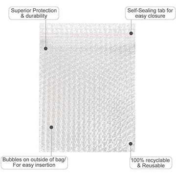 100PCS Bubble Out Bags, Clear Cushioned Pouches, Bubble Pouch Bags, Self-Sealing for Mailing, Shipping, Packing, Packaging, Storage and Moving