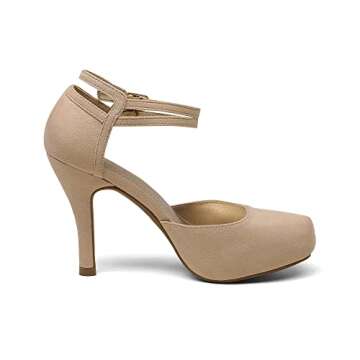 Elegant Mary Jane High Heel Pumps for Women in Nude Suede