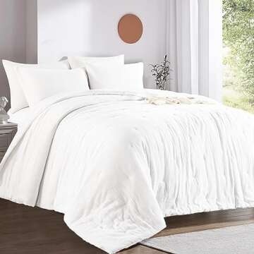 HOMBYS Soft Muslin Comforter Lightweight Oversized King 120x120, 100 Percent Cotton Breathable Gauze White Bedding Duvet Insert, Reversible Summer Down Alternative Pure