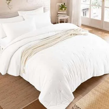 HOMBYS Soft Muslin Comforter Lightweight Oversized King 120x120, 100 Percent Cotton Breathable Gauze White Bedding Duvet Insert, Reversible Summer Down Alternative Pure