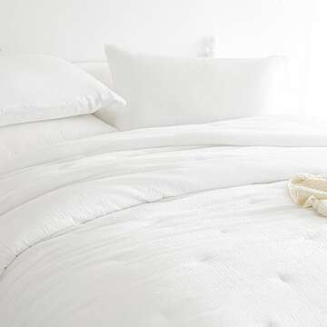 HOMBYS Soft Muslin Comforter Lightweight Oversized King 120x120, 100 Percent Cotton Breathable Gauze White Bedding Duvet Insert, Reversible Summer Down Alternative Pure