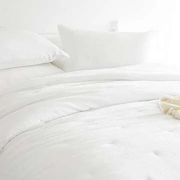 HOMBYS Soft Muslin Comforter Lightweight Oversized King 120x120, 100 Percent Cotton Breathable Gauze White Bedding Duvet Insert, Reversible Summer Down Alternative Pure