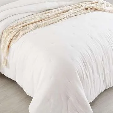 HOMBYS Soft Muslin Comforter Lightweight Oversized King 120x120, 100 Percent Cotton Breathable Gauze White Bedding Duvet Insert, Reversible Summer Down Alternative Pure