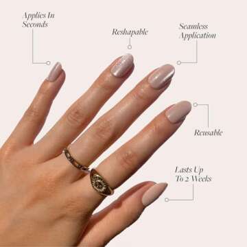 Glamnetic Press On Nails - Pure Intentions | Glossy, Semi-Transparent, Short Round Nails, Reusable | 12 Sizes - 30 Nail Kit with Glue