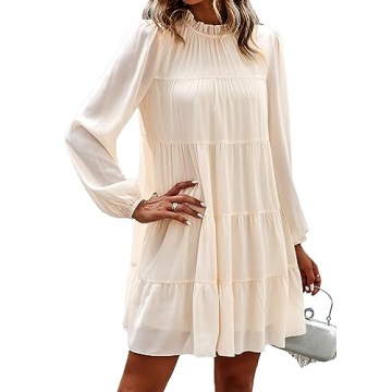 KIRUNDO Women's Long Sleeve Ruffle Tiered Dress Flowy Style
