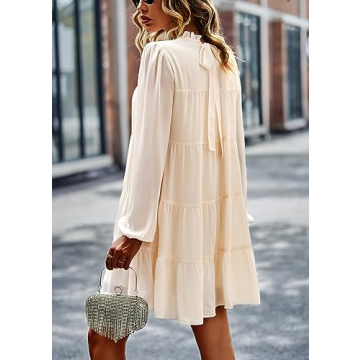 KIRUNDO Women's Long Sleeve Ruffle Tiered Dress Flowy Style