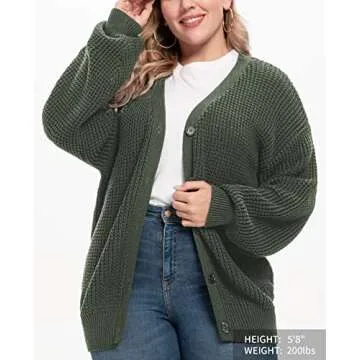 QUALFORT Women’s Oversized Button Down Cardigan Sweater