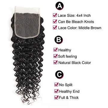 Aatifa Lace Rosa Brazilian Virgin Hair Deep Wave 3 Bundles with Free Part Closure, lace closure 100% Unprocessed Natural Color Can Be Dyed and Bleached, (20/22/24+18 Inch)