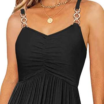 Soesdemo Summer Dresses for Women Sleeveless V Neck Spaghetti Strap A Line 2023 Fashion Sundresses Casual Wine Red Polka Print Dress with Pockets for Wedding/Spring/Beach