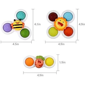 3PCS Suction Cup Spinner Bath Toy for 1 2 Year Old Baby Toys Spinning Top Baby Toys Sensory Toys for Toddlers 1-3 (Classic)