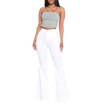 Stylish Women's High Waisted Flare Jeans - Ripped Fashion