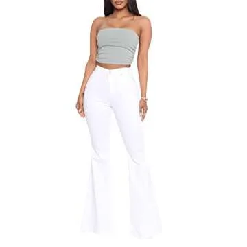 Stylish Women's High Waisted Flare Jeans - Ripped Fashion