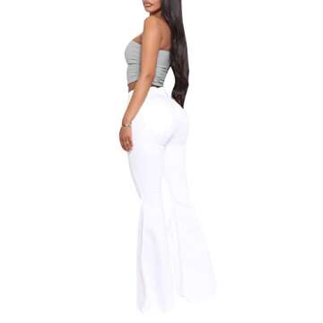 Stylish Women's High Waisted Flare Jeans - Ripped Fashion