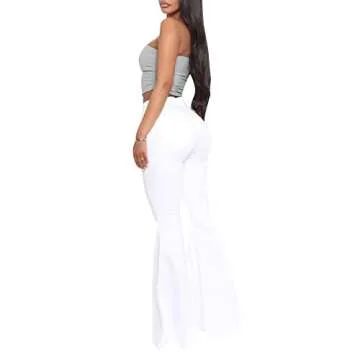 Stylish Women's High Waisted Flare Jeans - Ripped Fashion