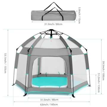 Bend River Baby Playpen with Canopy - Portable Toddler Tent for Indoor and Outdoor Use