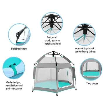 Bend River Baby Playpen with Canopy, Portable and Safe
