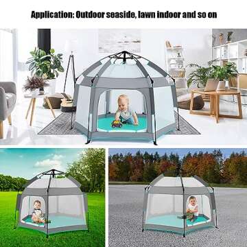 Bend River Baby Playpen with Canopy, Portable and Safe