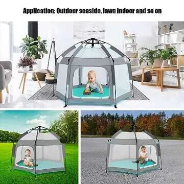 Bend River Baby Playpen with Canopy, Portable and Safe