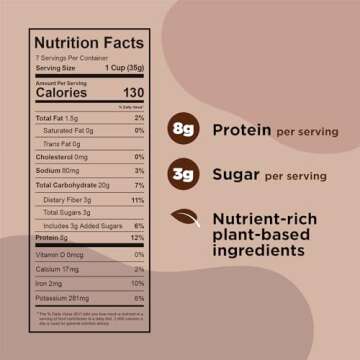 Plant-Based and Vegan Breakfast Cereal by Three Wishes - Cocoa, 1 Pack - More Protein and Less Sugar Snack - Gluten-Free, Grain-Free - Non-GMO