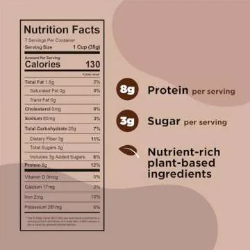 Plant-Based and Vegan Breakfast Cereal by Three Wishes - Cocoa, 1 Pack - More Protein and Less Sugar Snack - Gluten-Free, Grain-Free - Non-GMO