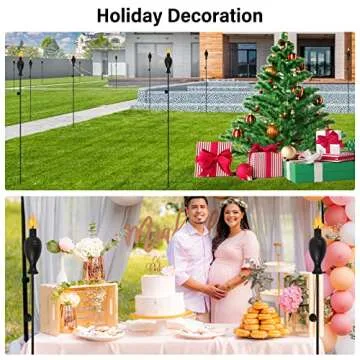 ZSPENG 6 Pack Metal Torches for Outside, Upgraded Metal Torches with 3-Prong Grounded Stake, Extra-Large 58-Inch Citronella Torches for Party Patio Pathway (More Stable)