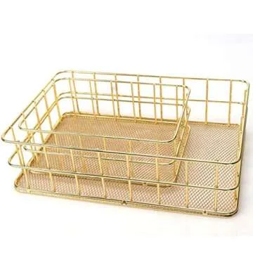 GYY Stylish Gold Metal Storage Basket for Home Use
