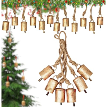 Rustic Bell Ornaments Set of 6 Vintage Christmas Decor
