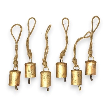 Rustic Bell Ornaments Set of 6 Vintage Christmas Decor