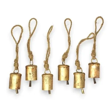 Rustic Bell Ornaments Set of 6 Vintage Christmas Decor