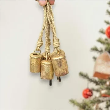 Rustic Bell Ornaments Set of 6 Vintage Christmas Decor