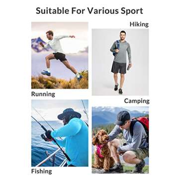 BALEAF Men's Sun Protection Hoodie Shirt UPF 50+ Long Sleeve UV SPF T-Shirts Rash Guard Fishing Swimming Lightweight Gray L
