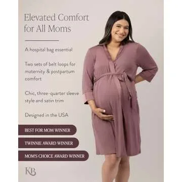 Kindred Bravely Emmaline Maternity & Nursing Robe Hospital Bag/Delivery Essential (Twilight, Small/Medium)