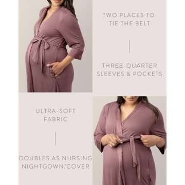 Kindred Bravely Emmaline Maternity & Nursing Robe Hospital Bag/Delivery Essential (Twilight, Small/Medium)
